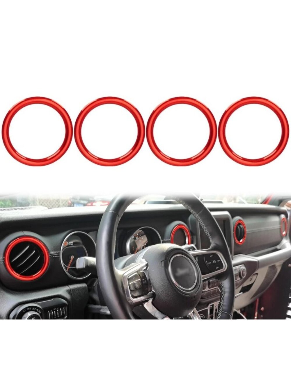 Red 4pcs for Jeep Wrangler JL Gladiator JT Accessories Air Conditioner Vent Ring